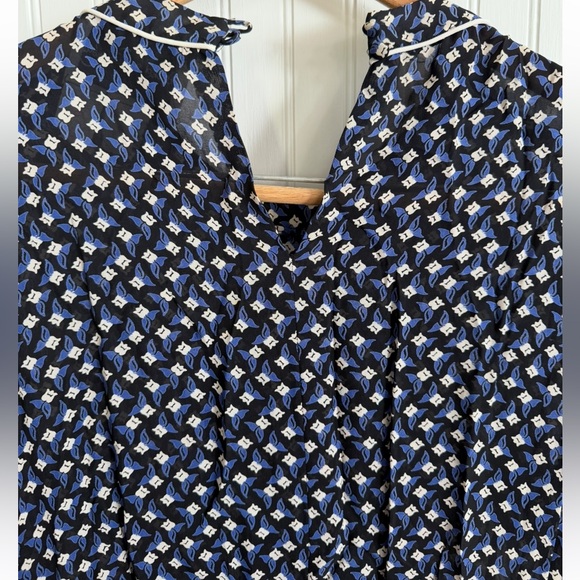 Diane Von Furstenberg Vintage Dress Size 14 Navy and White Midi Dress Silk Blend - Picture 6 of 8